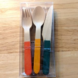 Cute 24 pc  wooden cutlery set.  New in box